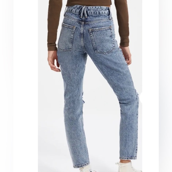 NWT Good American Good Classic Denim Distressed 28" Jeans Indigo036 Size 18 - Picture 2 of 8